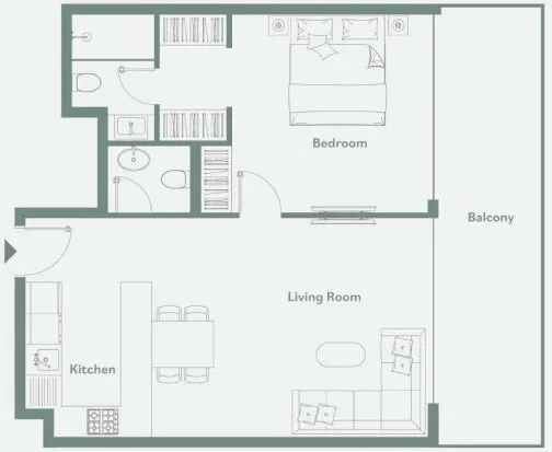 Luma Park Views 1 bed floor plan, 878 – 880 sqft