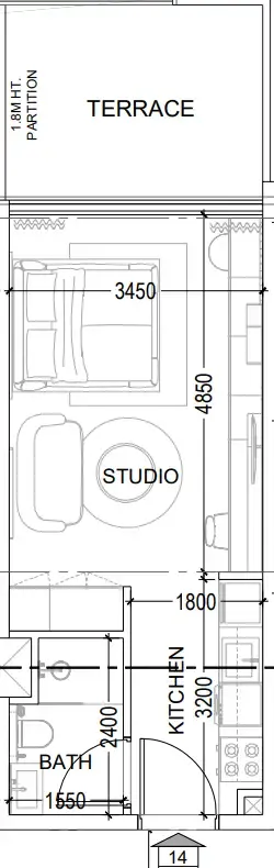 Al Haseen Residences 6 Studio floor plan, 432 sqft