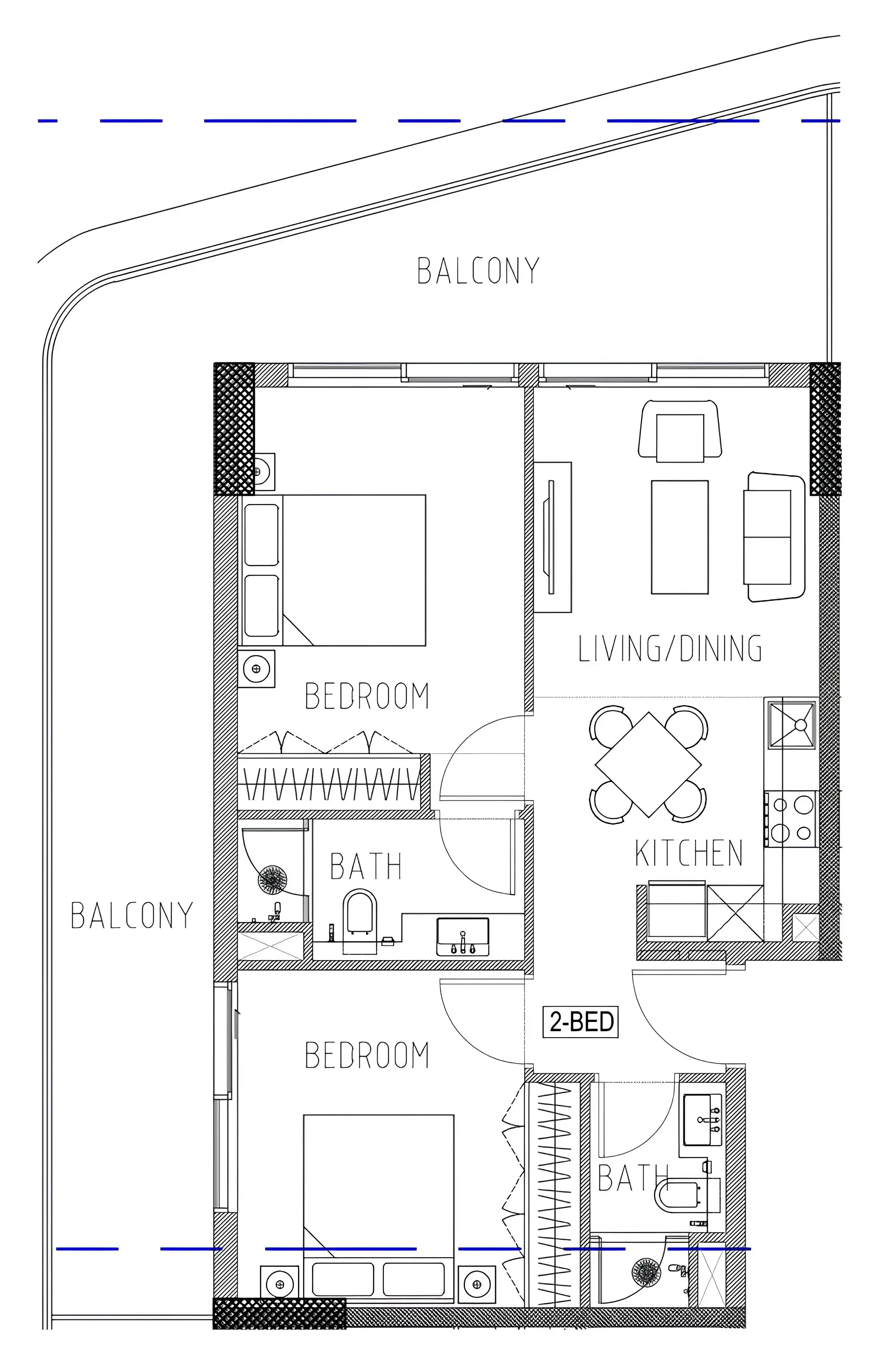 Elo 2 and 3 Damac 2 bed floor plan, 1,010 sqft
