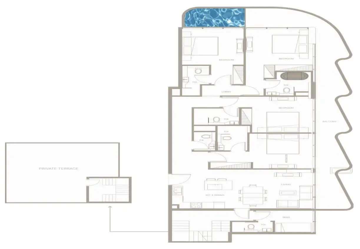 Iluka Residences 4 bed floor plan, 2,929 sqft