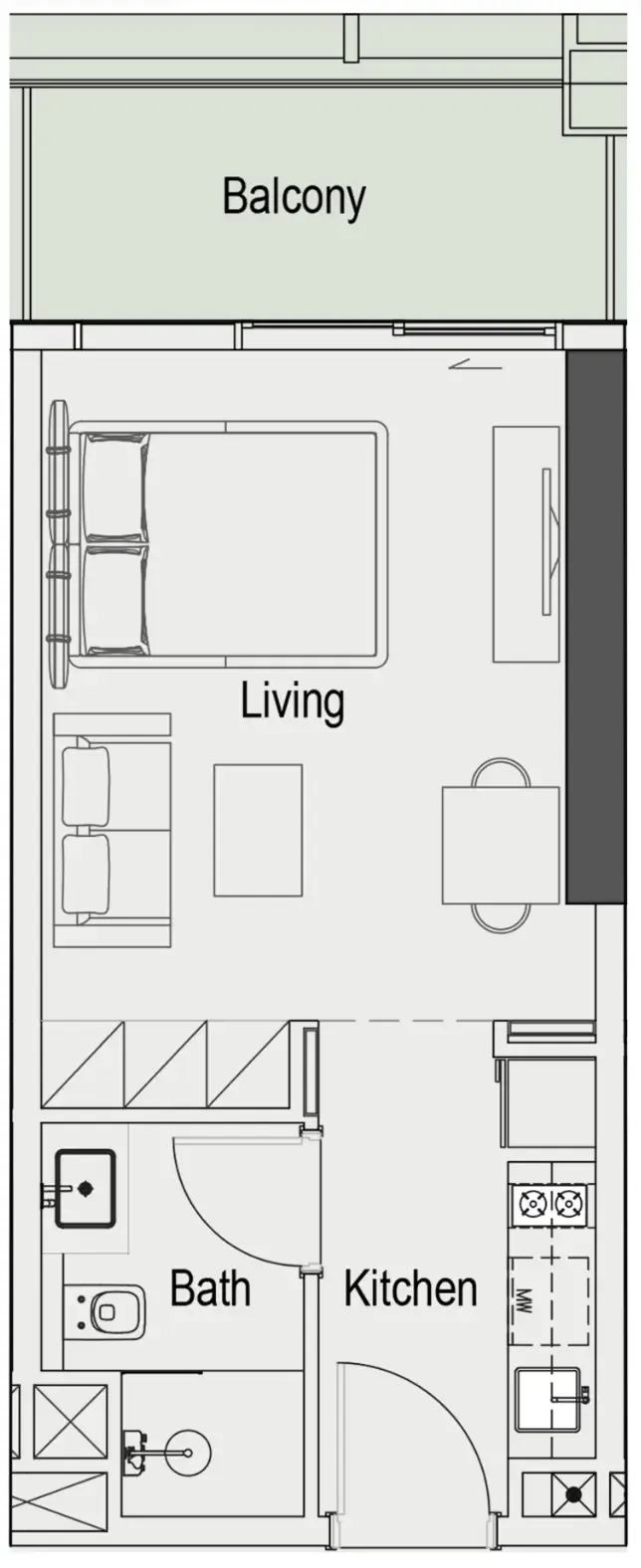 Sierra by Iman Studio floor plan, 416 sqft