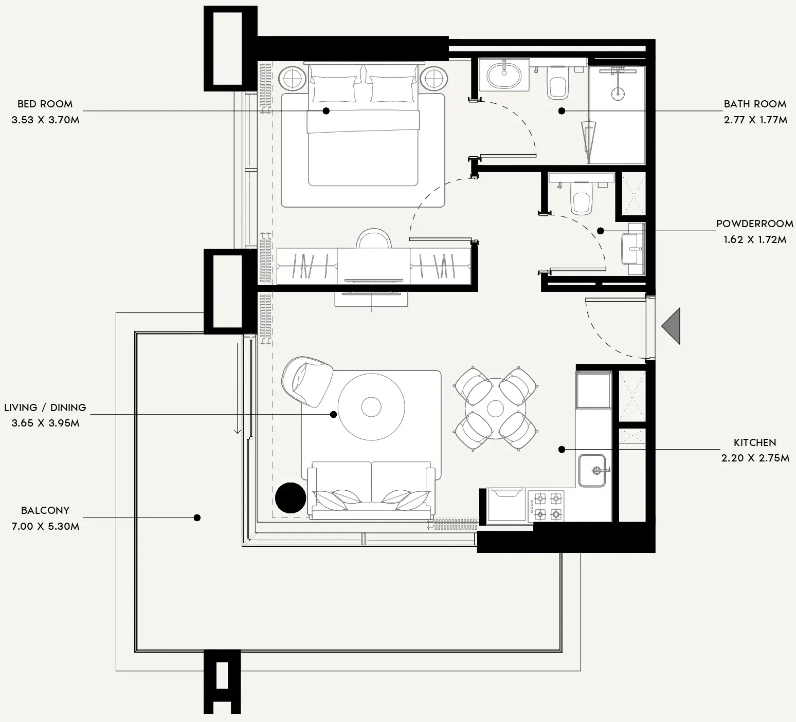 Azizi Venice 1 bed floor plan, 760 sqft
