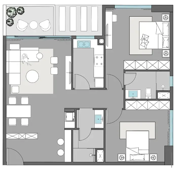 Dreamlife Residences 2 bed floor plan, 1,115 sqft