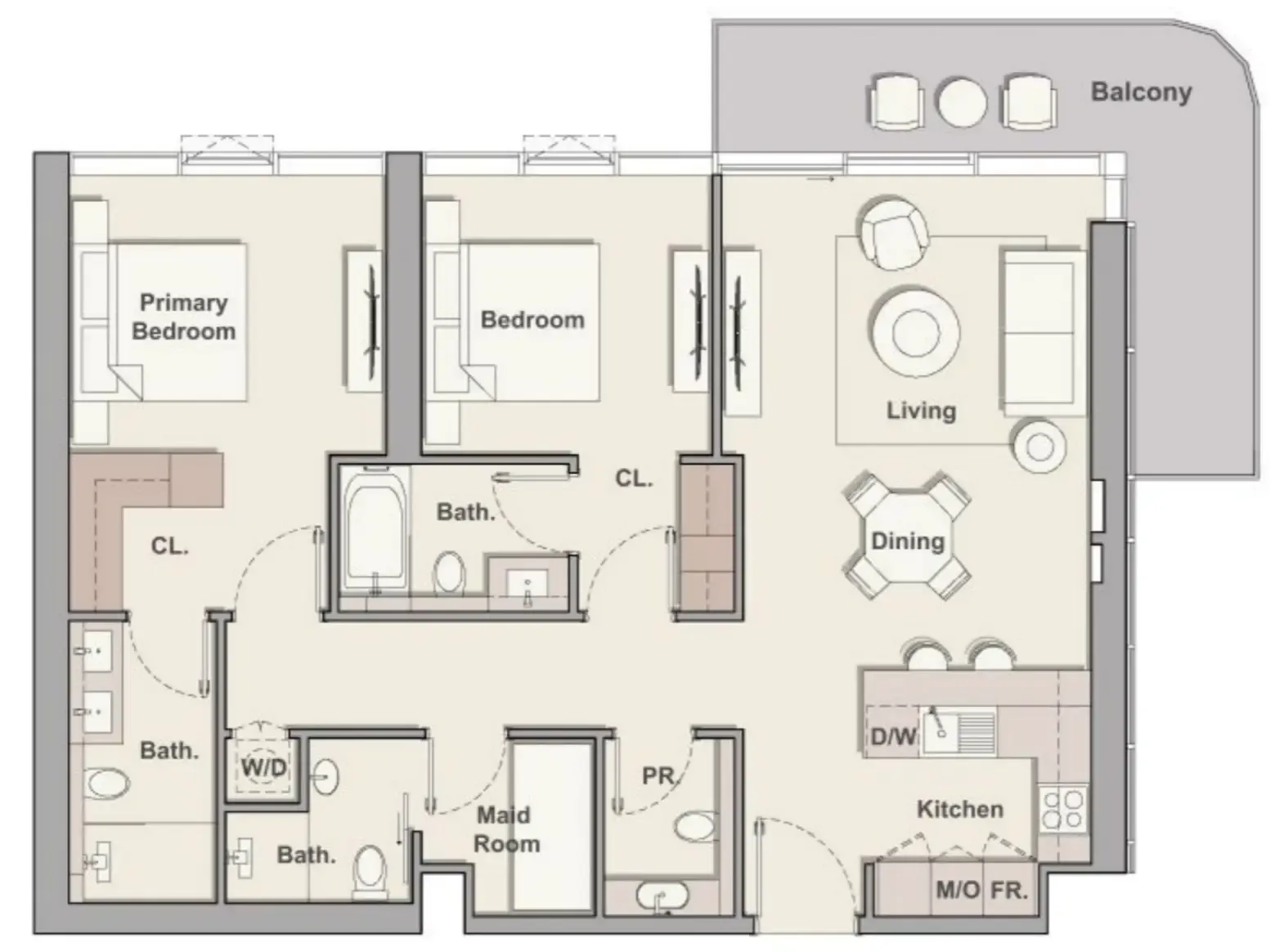 Soto Grande 2 bed floor plan, 1,297 sqft
