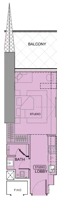 One by Binghatti Studio floor plan, 462 sqft