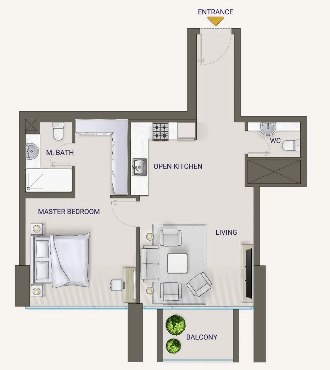 Nexara by 7th Key 1 bed floor plan, 691 sqft