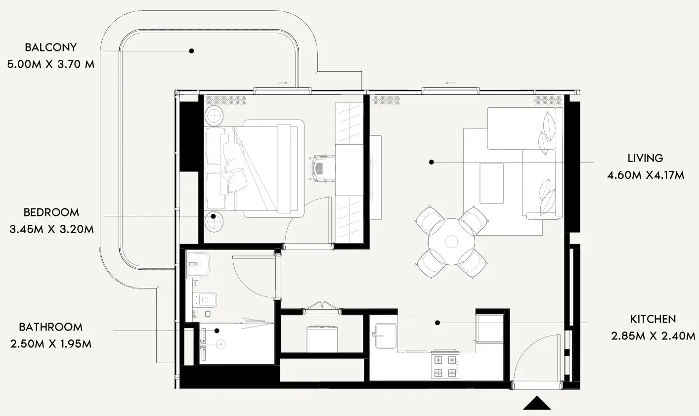 Azizi Wares 1 bed floor plan, 664 sqft
