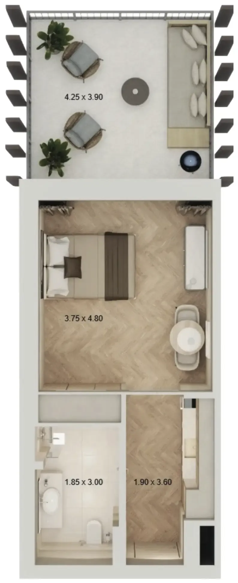 Arisha Terraces Studio floor plan, 548 sqft