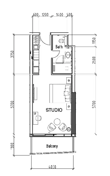 Damac Hills - Radisson Dubai Studio floor plan, 491 sqft