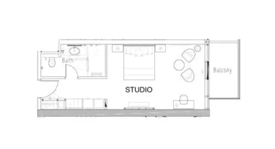 Damac Hills - Radisson Dubai Studio floor plan, 492 sqft