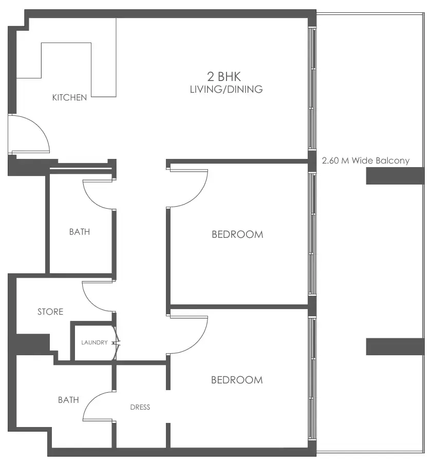 Al Haseen Residences 5 2 bed floor plan, 1,094 sqft