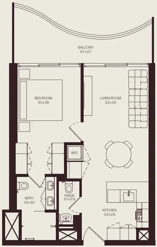 The Weave – Al Ghurair 1 bed floor plan, 745 sqft