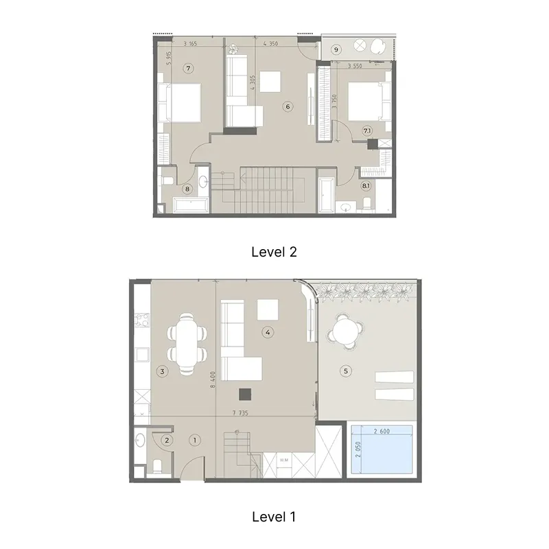 House of WELL 3 bed floor plan, 2,107 sqft