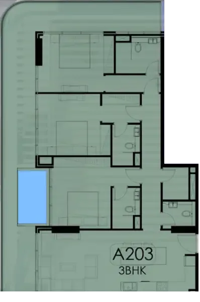 Ocean Pearl 1 and 2 3 bed floor plan, 1,843 sqft