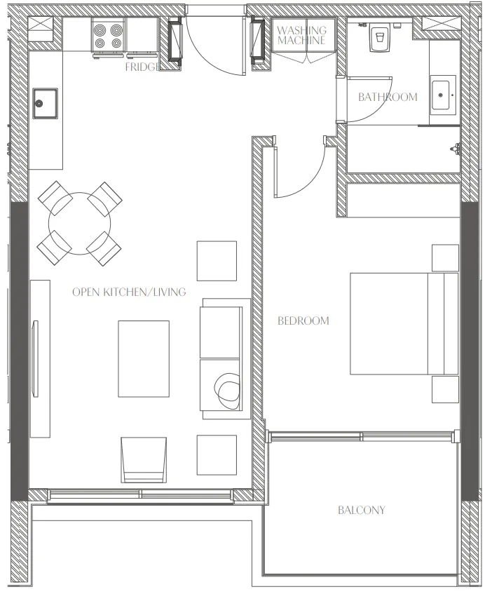 Creekside Residence 1 bed floor plan, 795 – 800 sqft