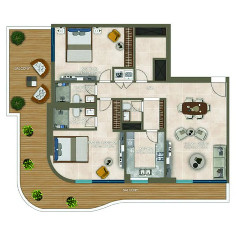 Nova Tower 2 bed floor plan, 1,787 sqft
