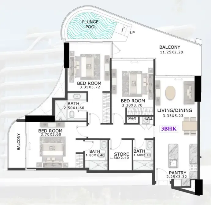 48 Parkside 3 bed floor plan, 1,551 sqft