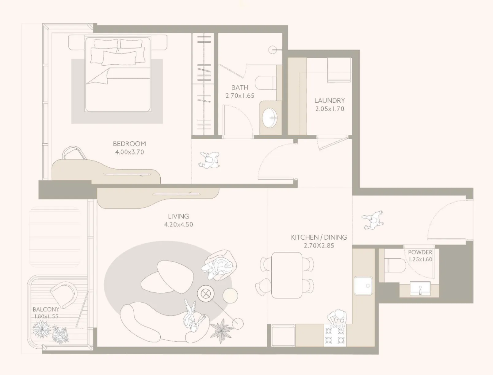 Isla Private Residences 1 bed floor plan, 810 sqft