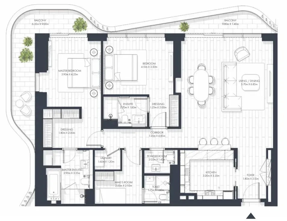 Sunstone 2 bed floor plan, 1,894 sqft