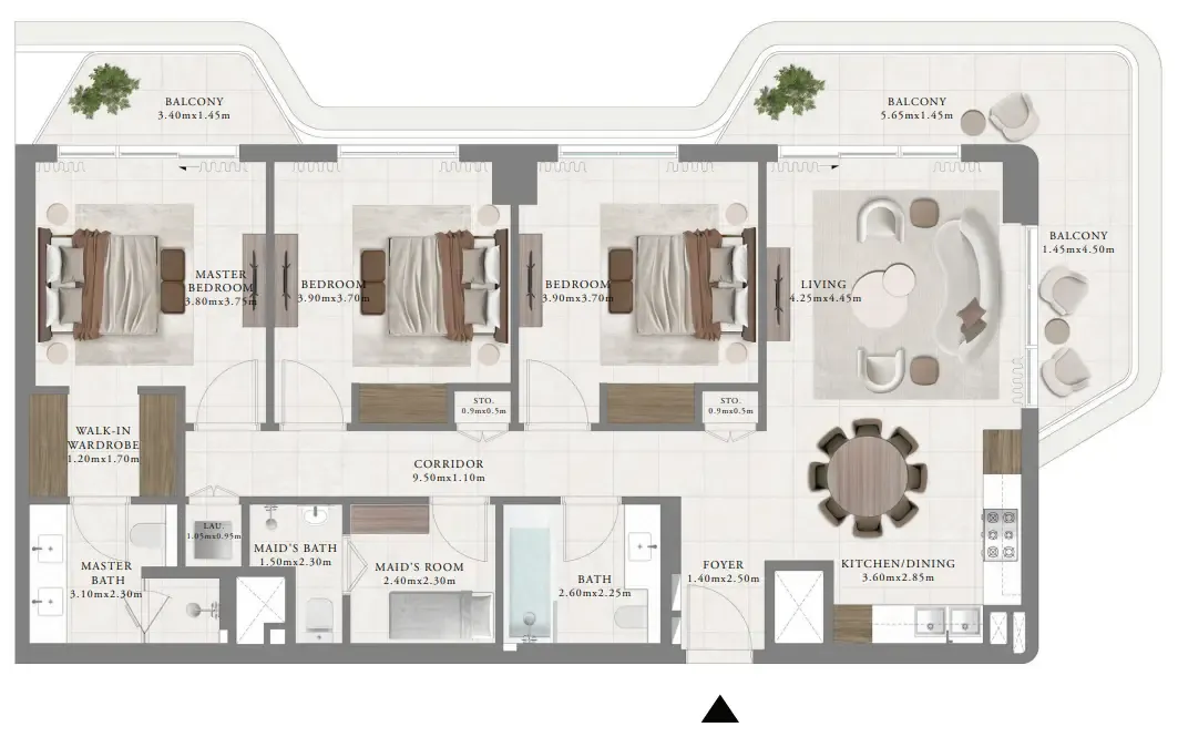 Sera 2 3 bed floor plan, 1,663 sqft
