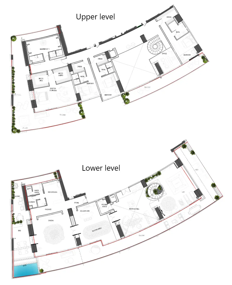 Cavalli Tower 4 bed floor plan, 12,807 sqft