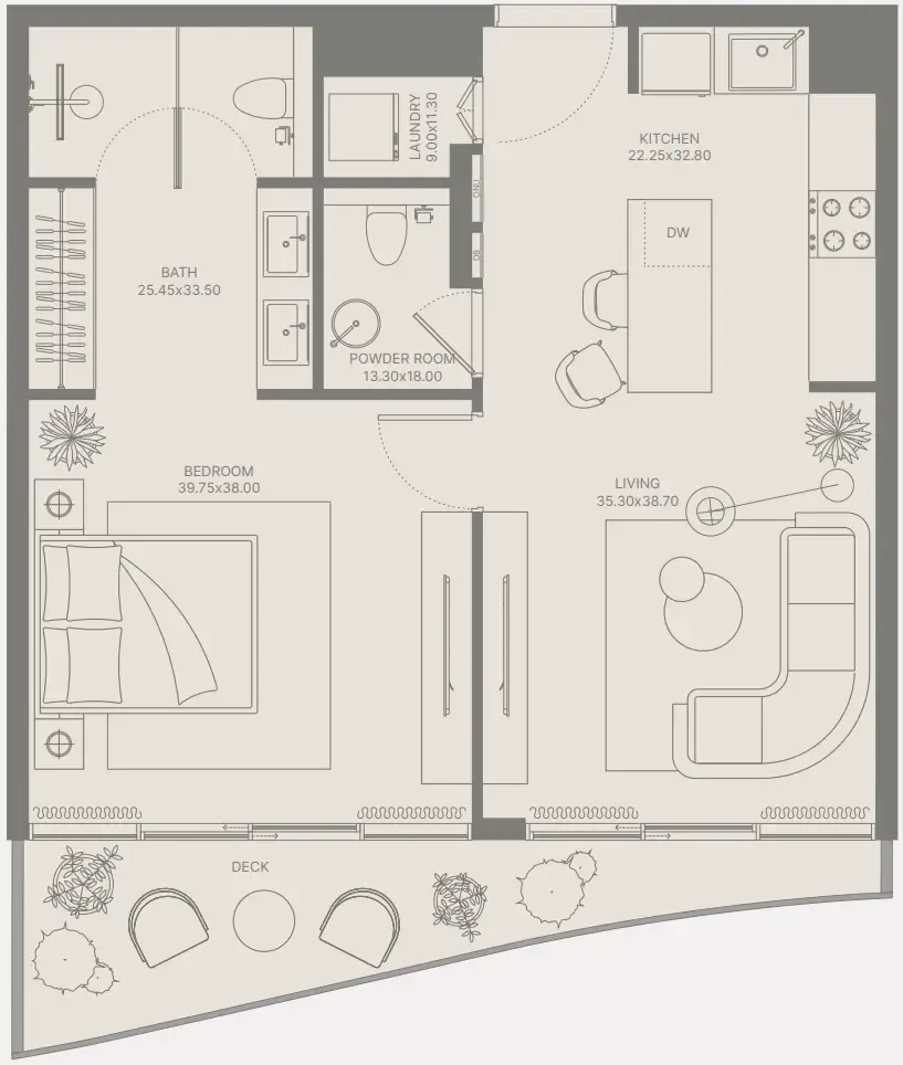 Bond Enclave 1 bed floor plan, 696 – 1,316 sqft