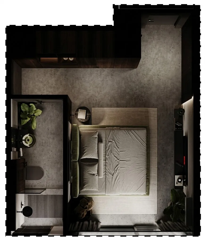 Predmet.Cemagi 1 bed floor plan, 277 – 399 sqft
