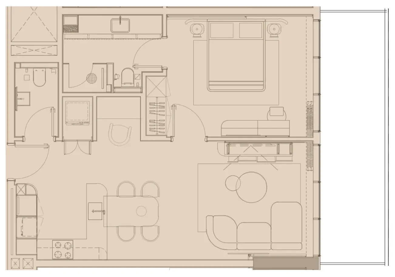 Pearl House IV 1 bed floor plan, 853 sqft