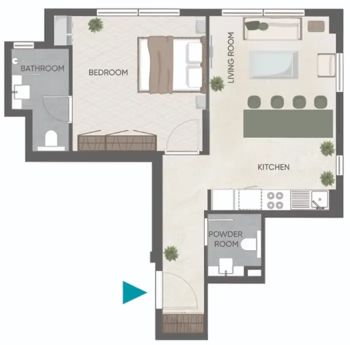 Eden Golf Views 1 1 bed floor plan, 586 sqft