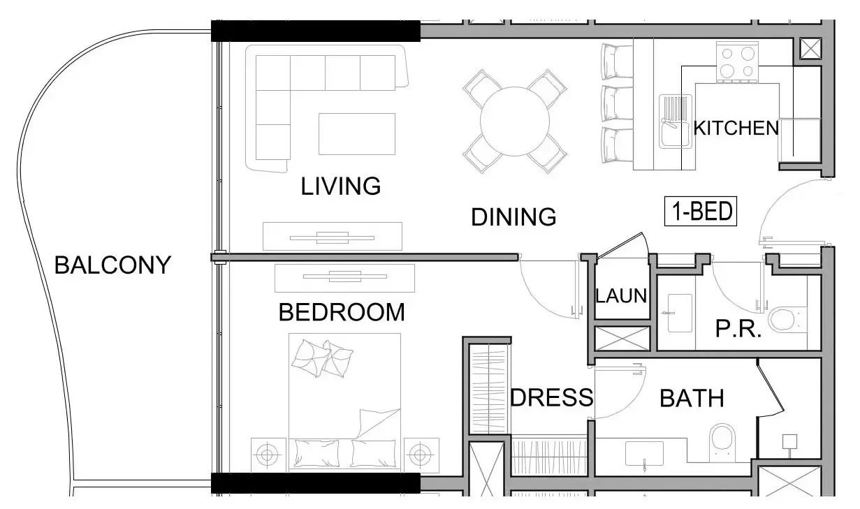 Damac Lagoons Views Phase 3 1 bed floor plan, 770 sqft