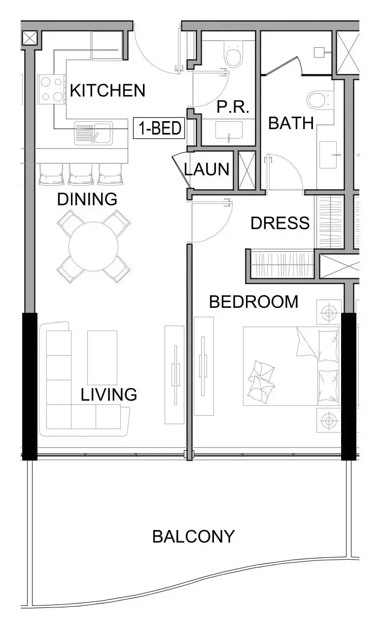 Damac Lagoons Views Phase 3 1 bed floor plan, 790 – 791 sqft