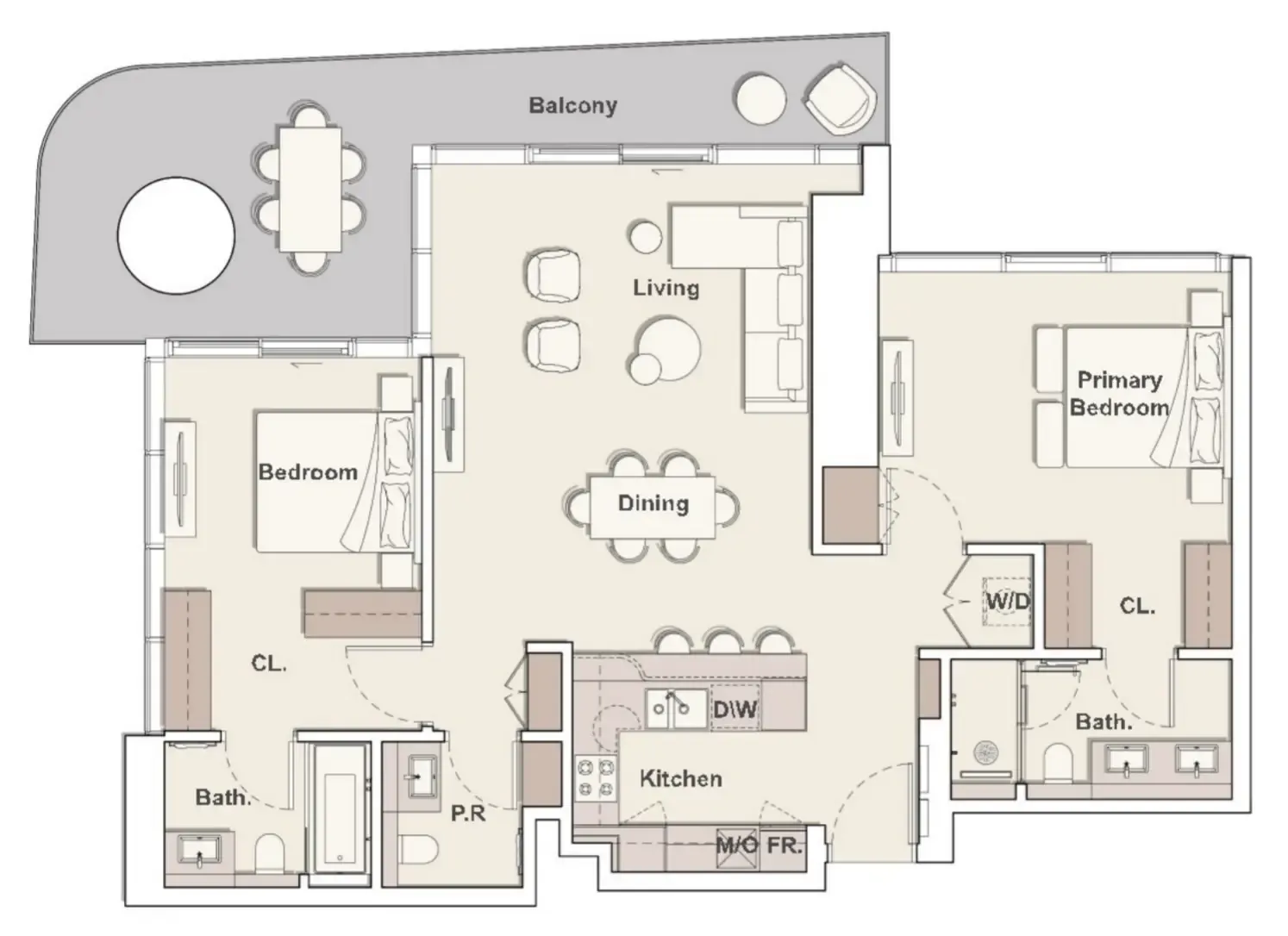 Mercer House 2 bed floor plan, 1,490 sqft