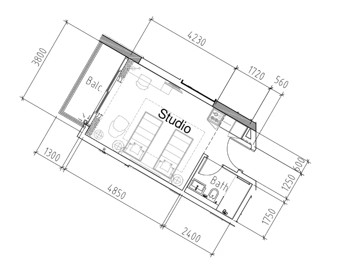 Damac Hills 2 - Hotel Edge by Rotana Studio floor plan, 356 sqft