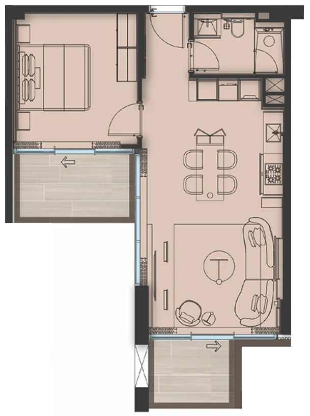 Sea Cliff by Imtiaz 1 bed floor plan, 736 – 765 sqft