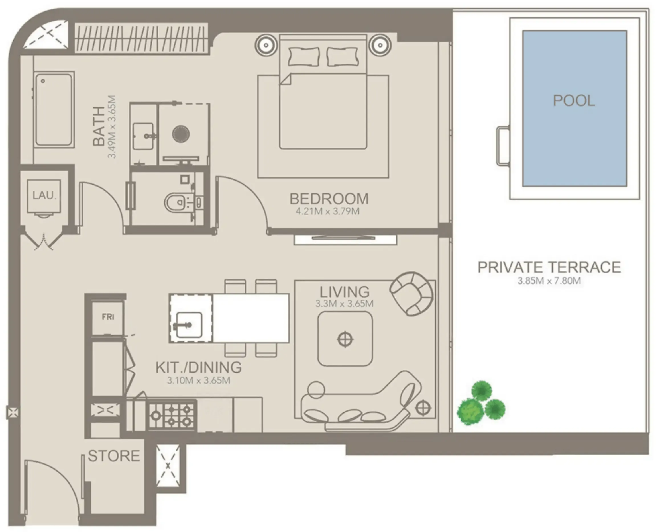 Golf Grove by Regent 1 bed floor plan, 1,024 sqft