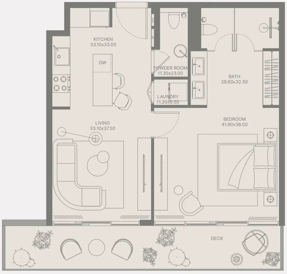 Bond Enclave 1 bed floor plan, 763 sqft