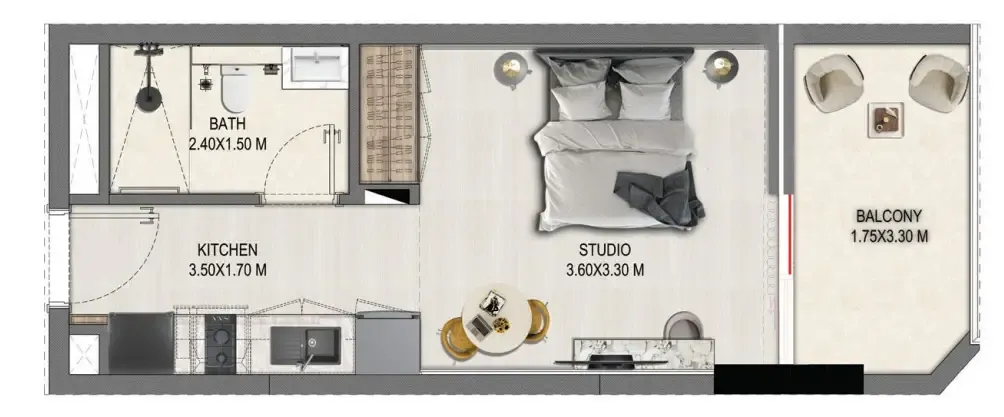 Divine Elements Studio floor plan, 359 sqft