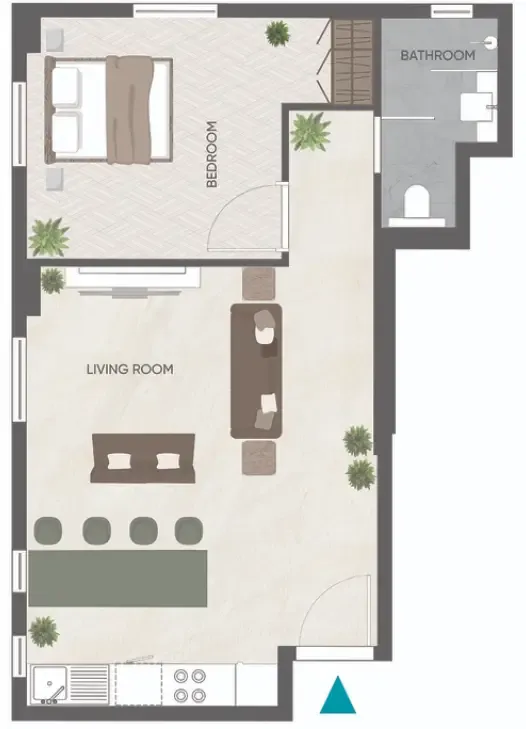 Eden Golf Views 1 1 bed floor plan, 590 sqft