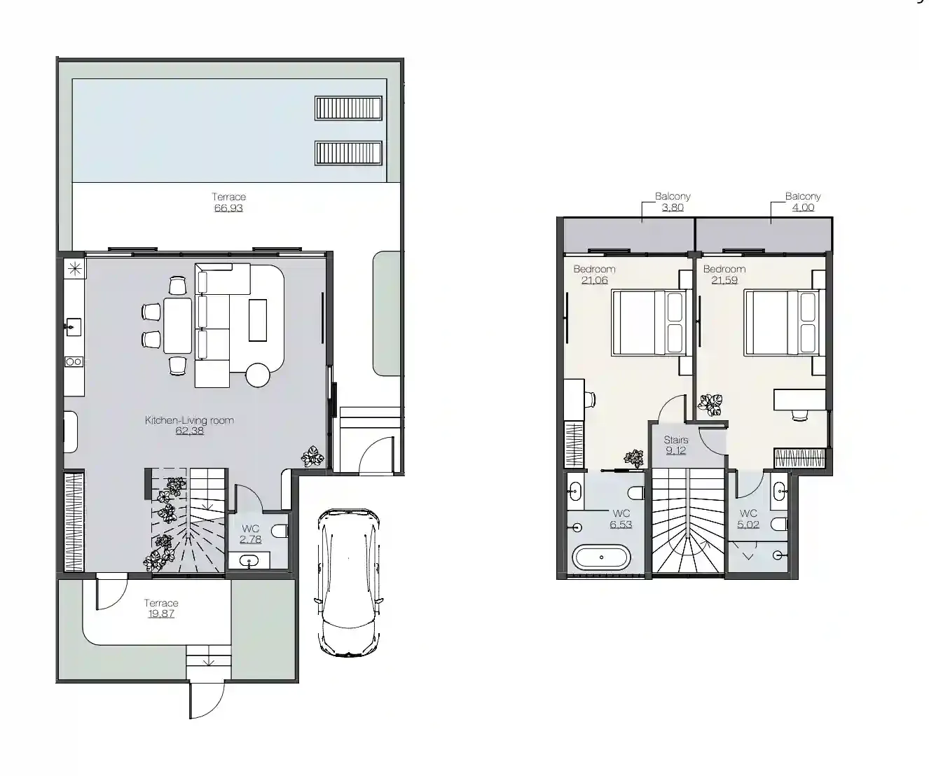 Rise Villas 2 bed floor plan, 2,390 – 2,669 sqft