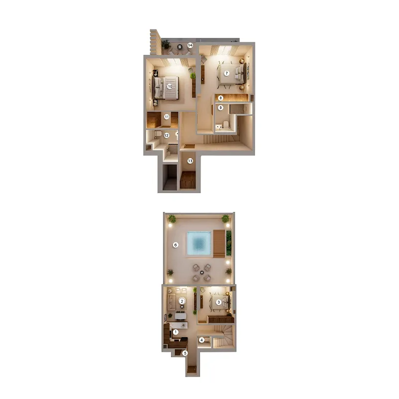 Q Gardens Loft 3 bed floor plan, 2,508 sqft
