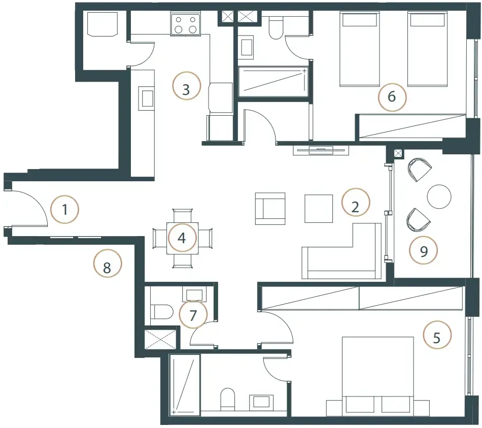 Whitestone Residences 2 bed floor plan, 1,022 sqft