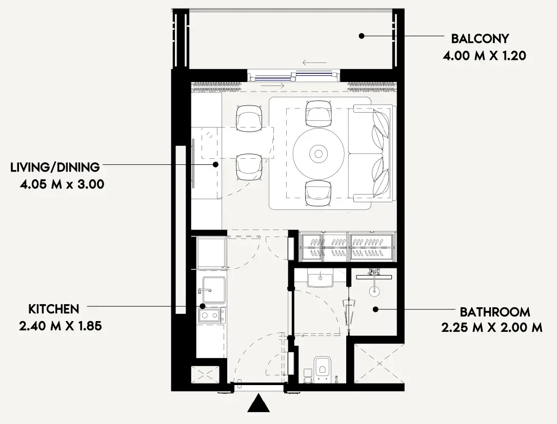 Azizi Lina Studio floor plan, 327 sqft