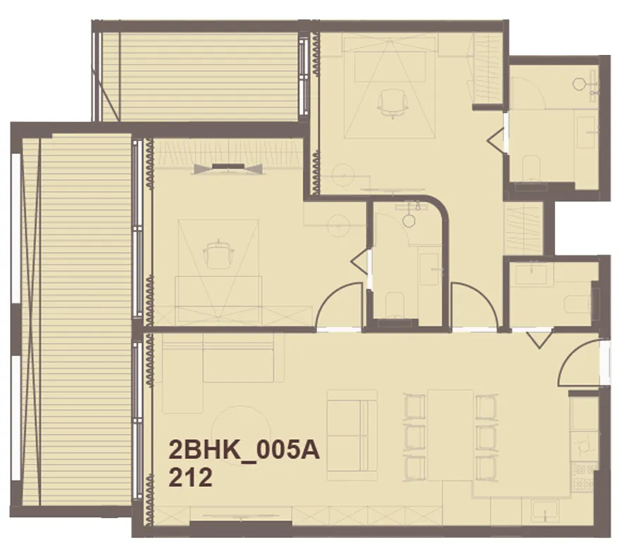 J-Haus Residence 2 bed floor plan, 1,178 sqft