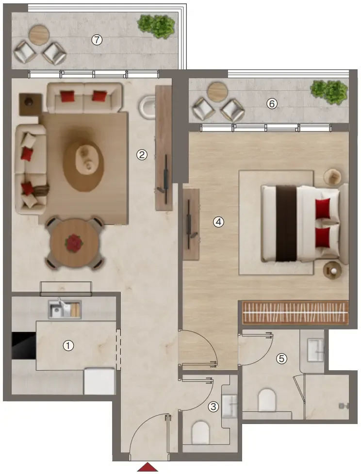 Ramada Residences by Wyndham 1 bed floor plan, 841 – 1,586 sqft