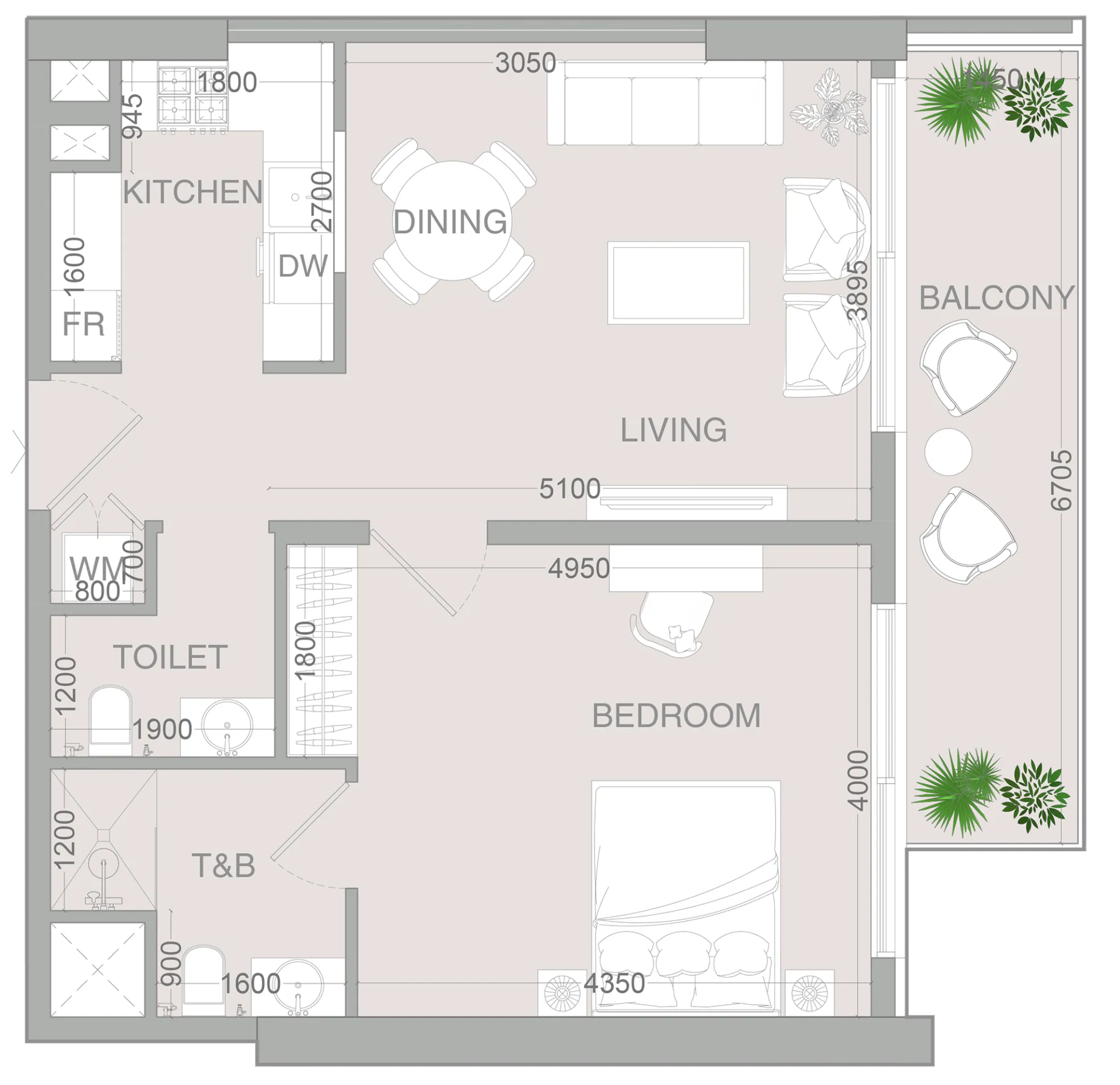 VERDAN1A 4 1 bed floor plan, 753 – 754 sqft