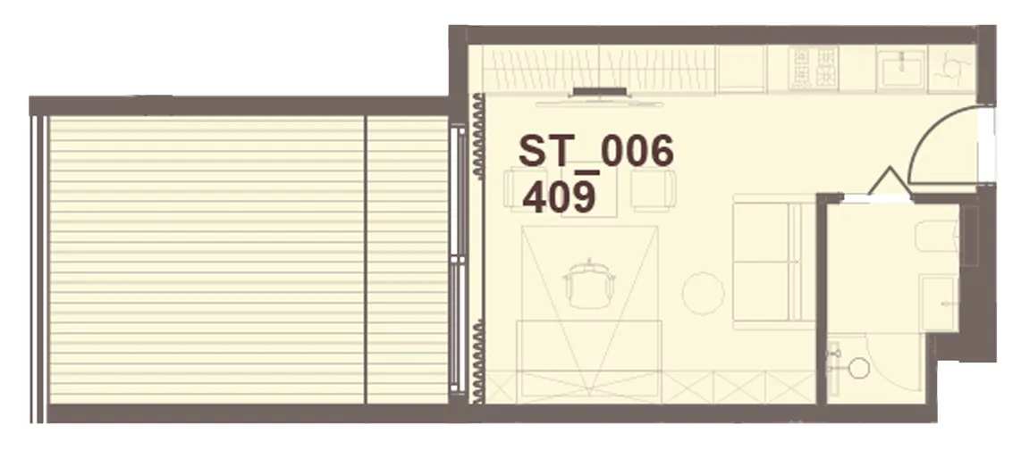 J-Haus Residence Studio floor plan, 490 sqft