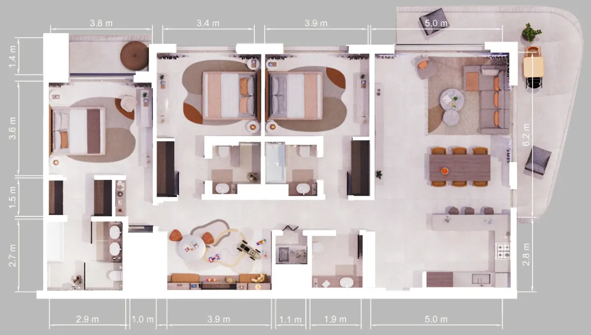 Verdes by Haven 3 bed floor plan, 1,898 sqft