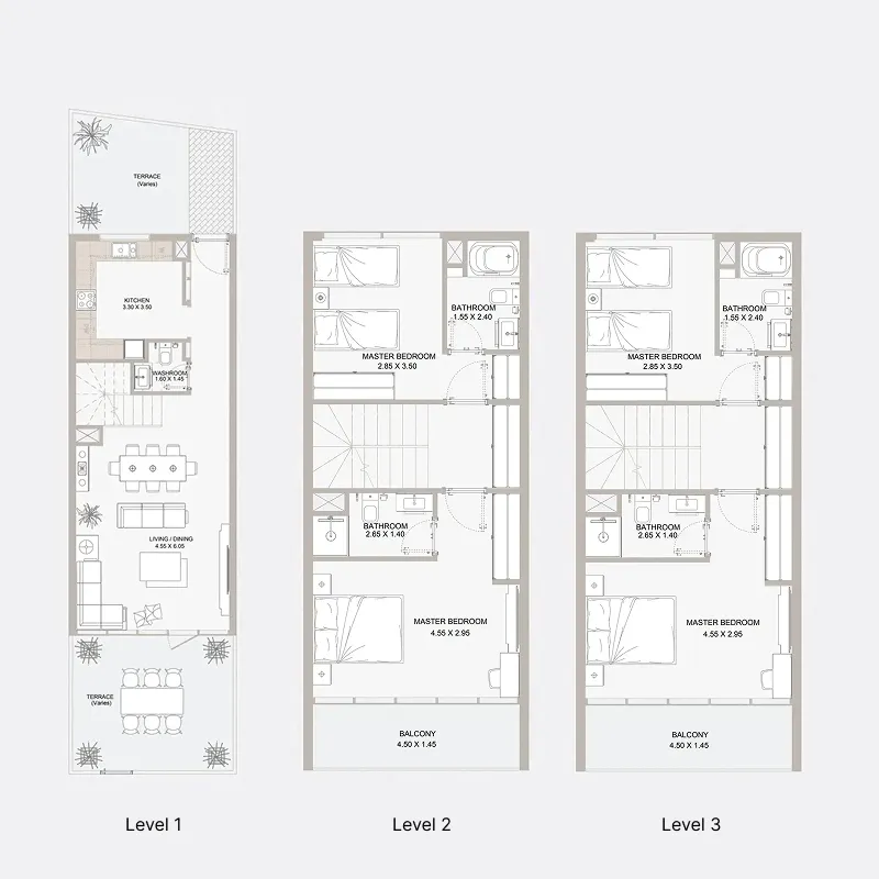 Perla 1 at the Bay 4 bed floor plan, 2,348 – 2,391 sqft