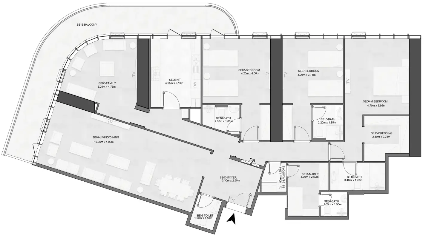 Joud Tower 3 bed floor plan, 2,861 sqft