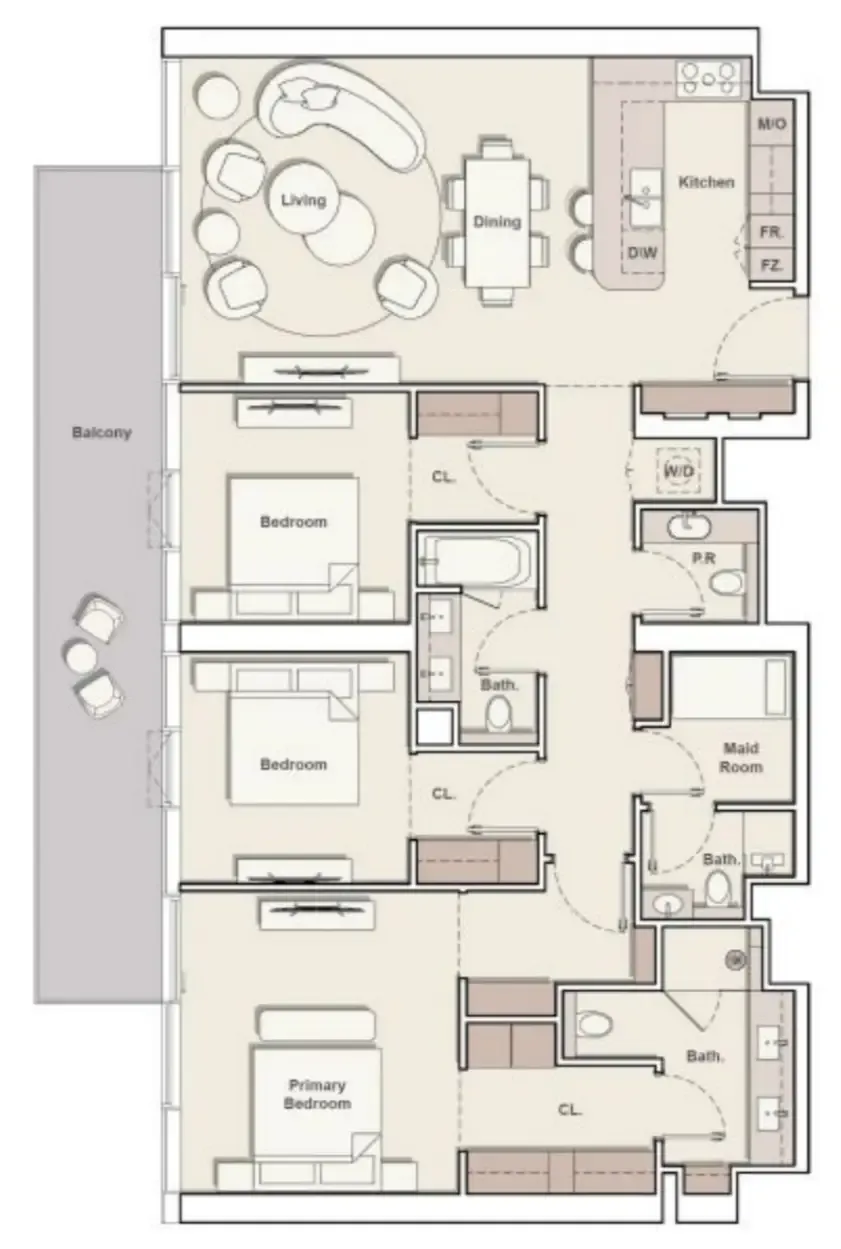 The Meriva Collection 3 bed floor plan, 1,750 sqft